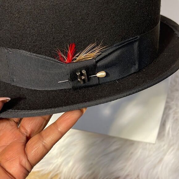 Mens wool Black Derby dress hat - Picture 2 of 5